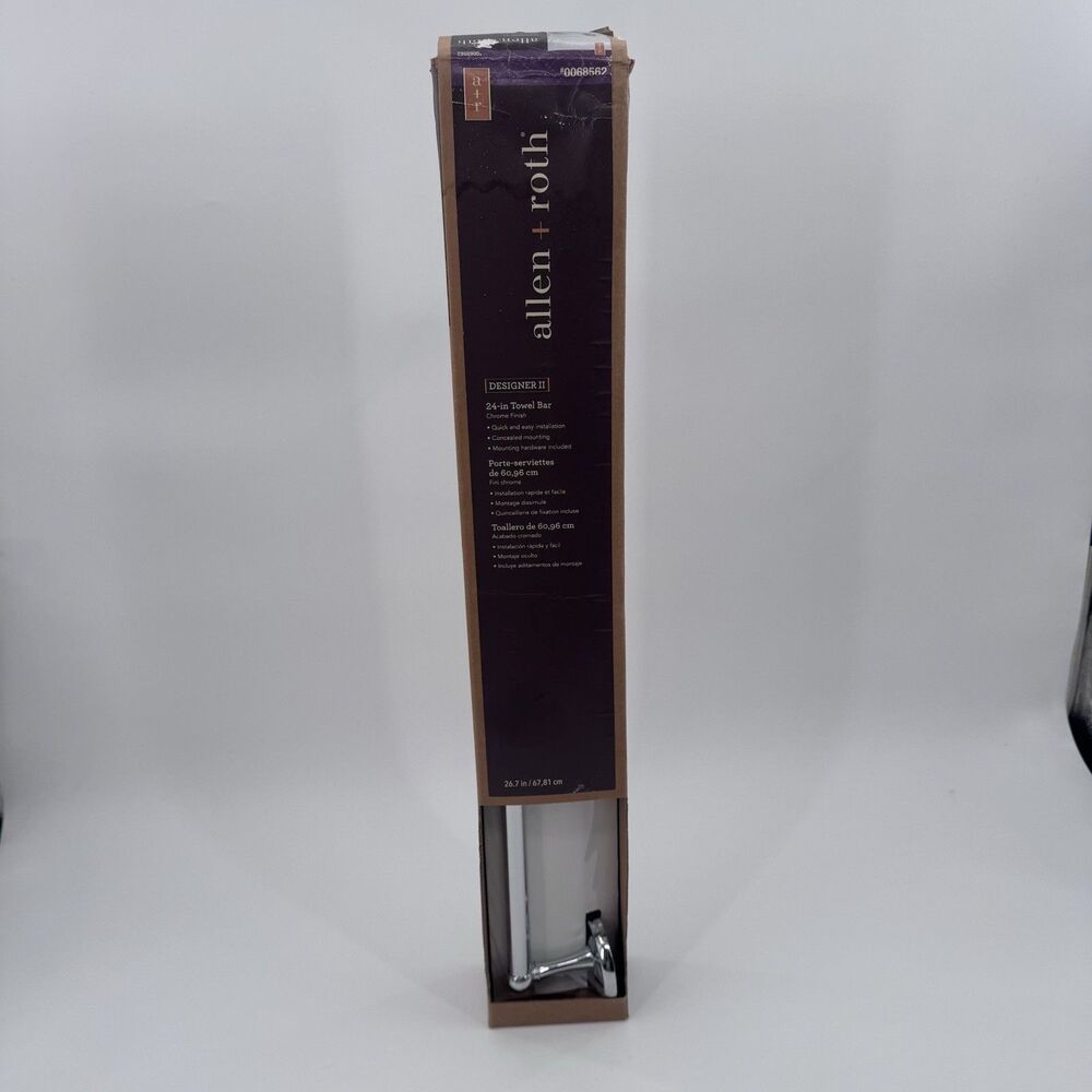 Allen And Roth 24 Inch Chrom Wall Mount Towel Bar New Fast Shipping B